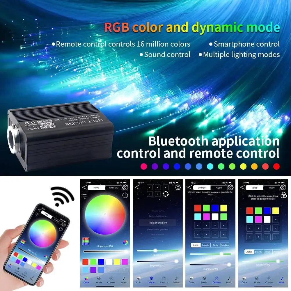 16W LED Twinkle RGBW Roof Fiber Optic Starry Sky Lights For Car Interior Ceiling Lighting Kit APP Music Control LED Ambient Lamp - Property & Safety Tradings