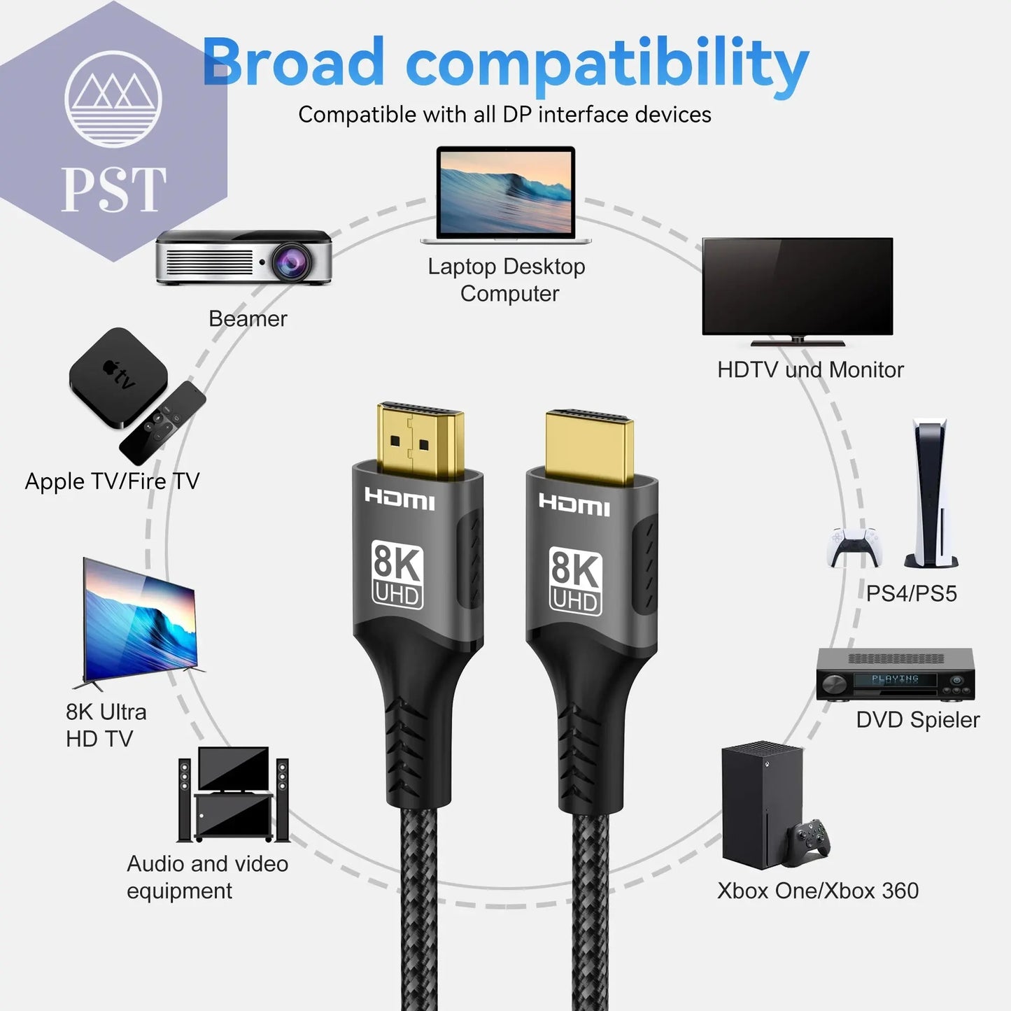 8K HDMI 2.1 Kabel 4K@120Hz 8K@60Hz 48Gbps EARC ARC HDCP Ultra High Speed HDR für RTX Videokabel PC Laptop Projektor HD TV PS5  Elektronik - Medien - Kabel     PST PS Tradings
