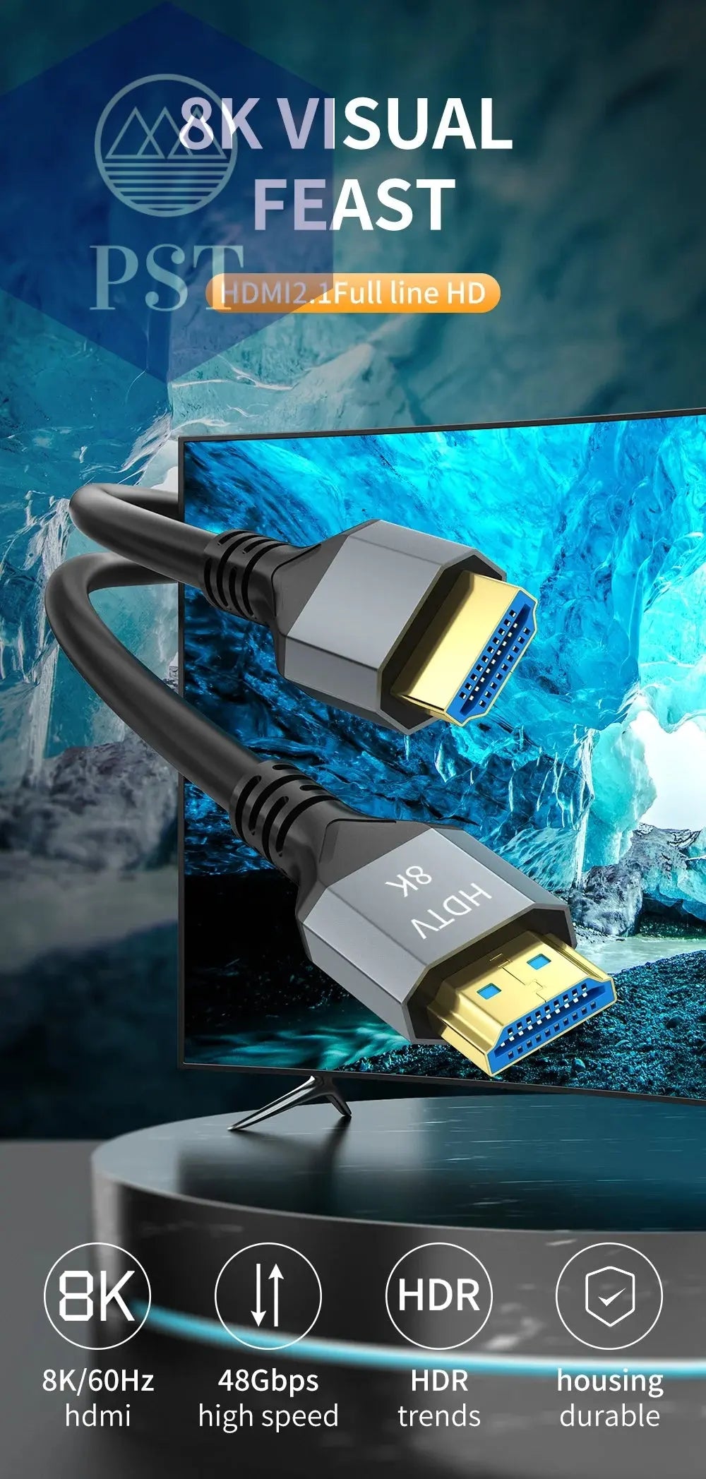 8K HDMI 2.1 Kabel 4K@120Hz 8K@60Hz 48Gbps EARC ARC HDCP Ultra High Speed HDR für RTX Videokabel PC Laptop Projektor HD TV PS5  Elektronik - Medien - Kabel     PST PS Tradings