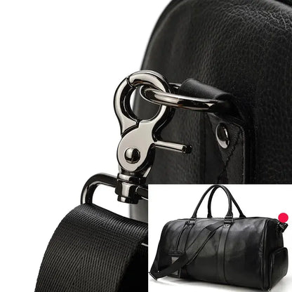 Big Capacity Genuine Leather Travel Bag For Men Women Soft Black Cowhide Casual Travel Duffel Large Luggage Weekend Shoulder Bag       PST PS Tradings
