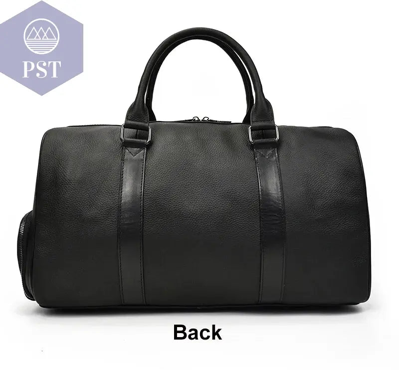 Big Capacity Genuine Leather Travel Bag For Men Women Soft Black Cowhide Casual Travel Duffel Large Luggage Weekend Shoulder Bag       PST PS Tradings