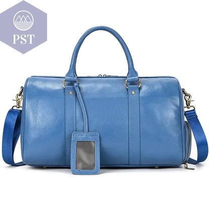 Big Capacity Genuine Leather Travel Bag For Men Women Soft Black Cowhide Casual Travel Duffel Large Luggage Weekend Shoulder Bag       PST PS Tradings
