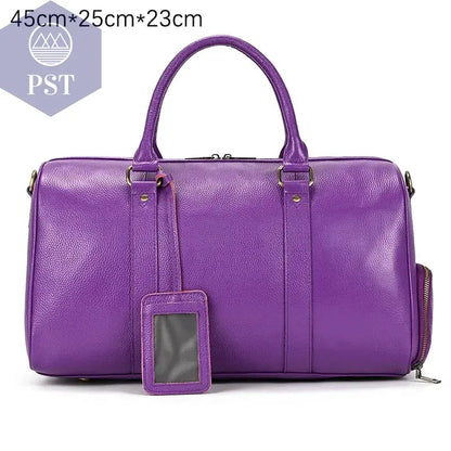Big Capacity Genuine Leather Travel Bag For Men Women Soft Black Cowhide Casual Travel Duffel Large Luggage Weekend Shoulder Bag       PST PS Tradings