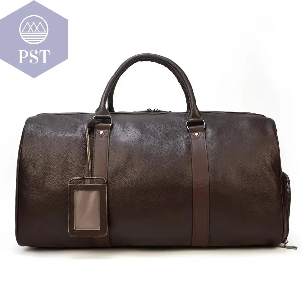 Big Capacity Genuine Leather Travel Bag For Men Women Soft Black Cowhide Casual Travel Duffel Large Luggage Weekend Shoulder Bag - PST PS Tradings  PST PS Tradings