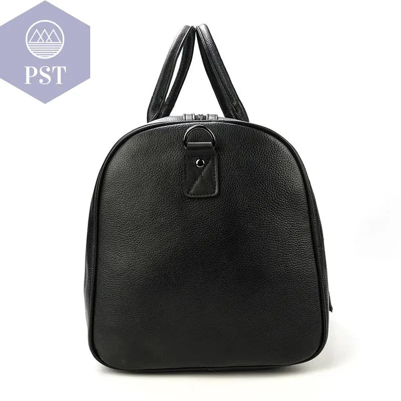 Big Capacity Genuine Leather Travel Bag For Men Women Soft Black Cowhide Casual Travel Duffel Large Luggage Weekend Shoulder Bag - PST PS Tradings  PST PS Tradings