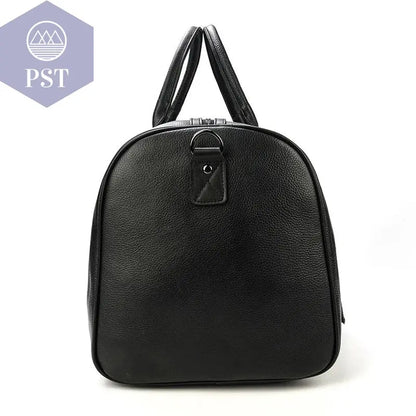Big Capacity Genuine Leather Travel Bag For Men Women Soft Black Cowhide Casual Travel Duffel Large Luggage Weekend Shoulder Bag - PST PS Tradings  PST PS Tradings