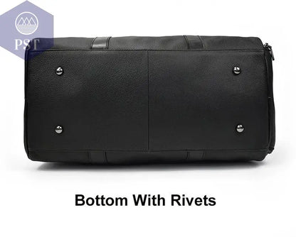 Big Capacity Genuine Leather Travel Bag For Men Women Soft Black Cowhide Casual Travel Duffel Large Luggage Weekend Shoulder Bag - PST PS Tradings  PST PS Tradings