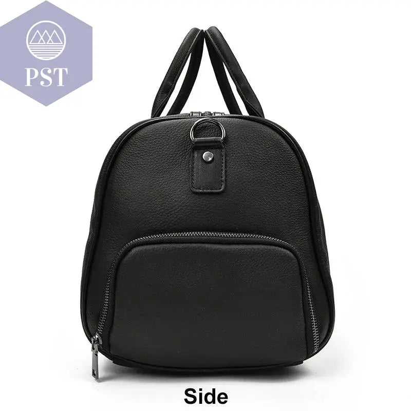 Big Capacity Genuine Leather Travel Bag For Men Women Soft Black Cowhide Casual Travel Duffel Large Luggage Weekend Shoulder Bag - PST PS Tradings  PST PS Tradings