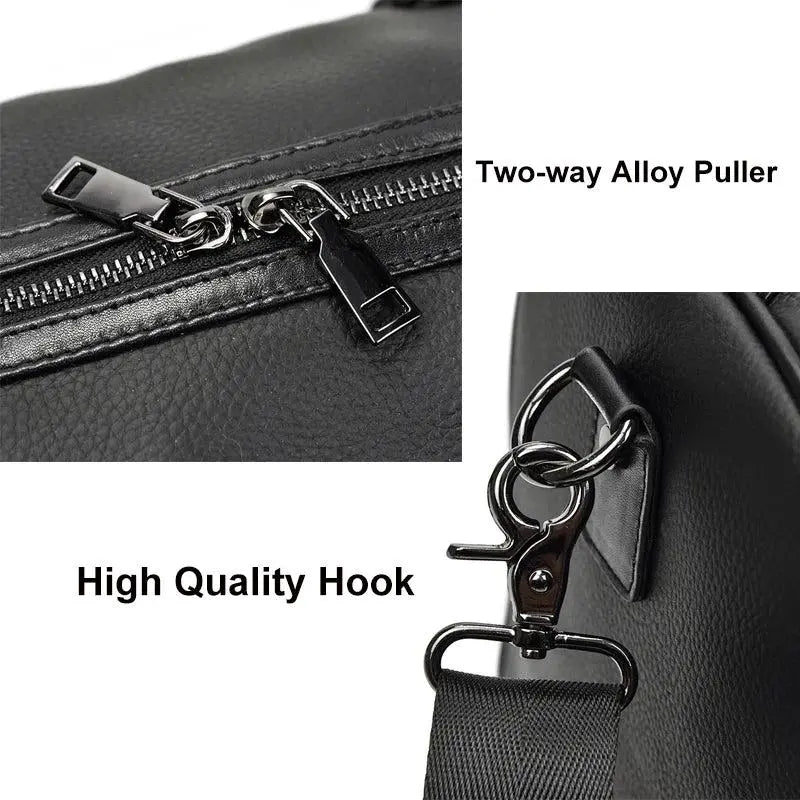 Big Capacity Genuine Leather Travel Bag For Men Women Soft Black Cowhide Casual Travel Duffel Large Luggage Weekend Shoulder Bag - PST PS Tradings  PST PS Tradings