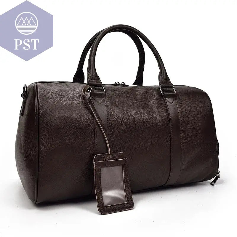 Big Capacity Genuine Leather Travel Bag For Men Women Soft Black Cowhide Casual Travel Duffel Large Luggage Weekend Shoulder Bag - PST PS Tradings  PST PS Tradings