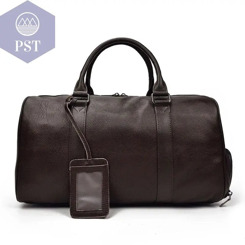 Big Capacity Genuine Leather Travel Bag For Men Women Soft Black Cowhide Casual Travel Duffel Large Luggage Weekend Shoulder Bag - PST PS Tradings  PST PS Tradings