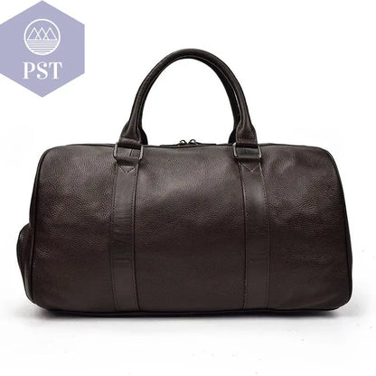 Big Capacity Genuine Leather Travel Bag For Men Women Soft Black Cowhide Casual Travel Duffel Large Luggage Weekend Shoulder Bag - PST PS Tradings  PST PS Tradings