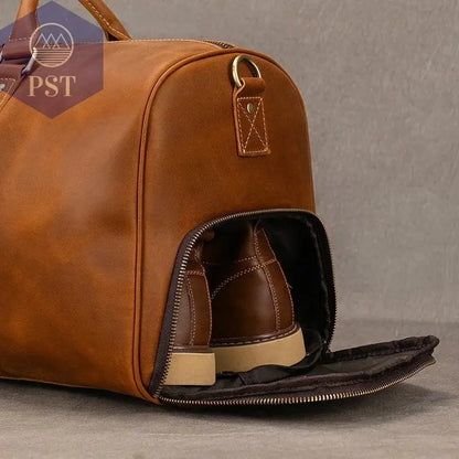 Big Capacity Genuine Leather Travel Bag For Men Women Soft Black Cowhide Casual Travel Duffel Large Luggage Weekend Shoulder Bag - PST PS Tradings  PST PS Tradings
