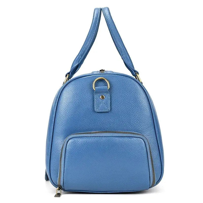 Big Capacity Genuine Leather Travel Bag For Men Women Soft Black Cowhide Casual Travel Duffel Large Luggage Weekend Shoulder Bag - PST PS Tradings  PST PS Tradings