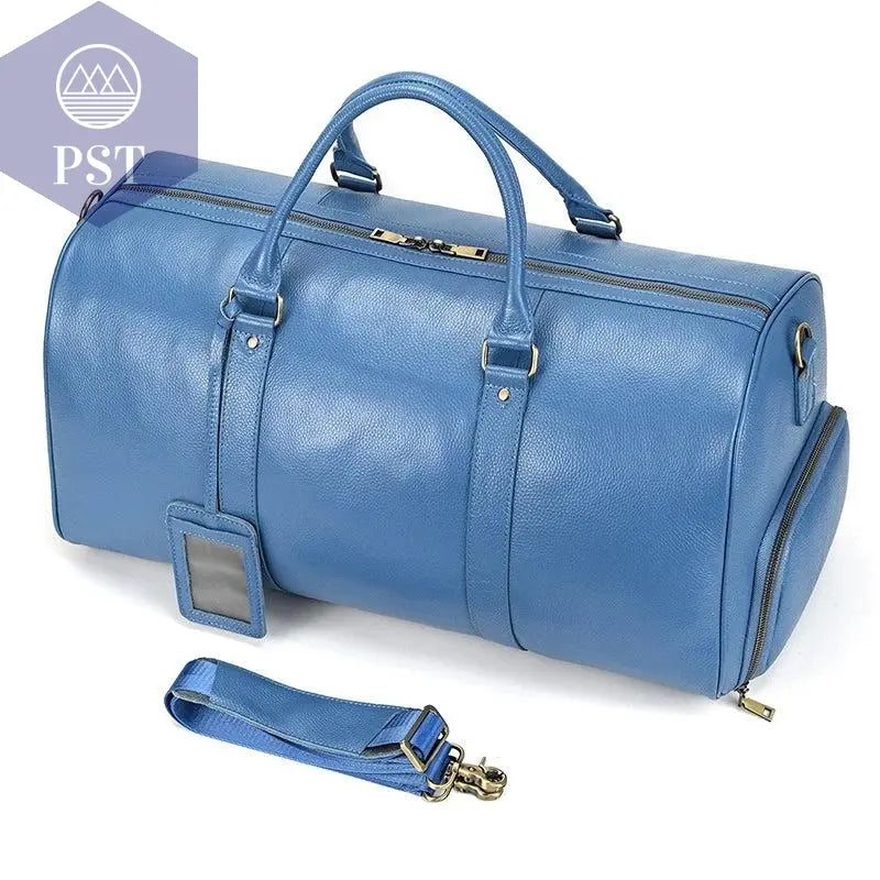 Big Capacity Genuine Leather Travel Bag For Men Women Soft Black Cowhide Casual Travel Duffel Large Luggage Weekend Shoulder Bag - PST PS Tradings  PST PS Tradings