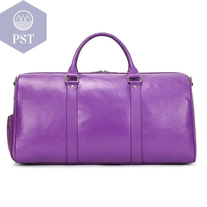 Big Capacity Genuine Leather Travel Bag For Men Women Soft Black Cowhide Casual Travel Duffel Large Luggage Weekend Shoulder Bag - PST PS Tradings  PST PS Tradings