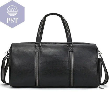 Big Capacity Genuine Leather Travel Bag For Men Women Soft Black Cowhide Casual Travel Duffel Large Luggage Weekend Shoulder Bag - PST PS Tradings  PST PS Tradings