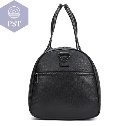 Big Capacity Genuine Leather Travel Bag For Men Women Soft Black Cowhide Casual Travel Duffel Large Luggage Weekend Shoulder Bag - PST PS Tradings  PST PS Tradings