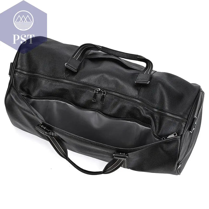 Big Capacity Genuine Leather Travel Bag For Men Women Soft Black Cowhide Casual Travel Duffel Large Luggage Weekend Shoulder Bag - PST PS Tradings  PST PS Tradings
