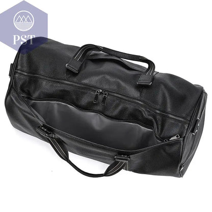 Big Capacity Genuine Leather Travel Bag For Men Women Soft Black Cowhide Casual Travel Duffel Large Luggage Weekend Shoulder Bag - PST PS Tradings  PST PS Tradings