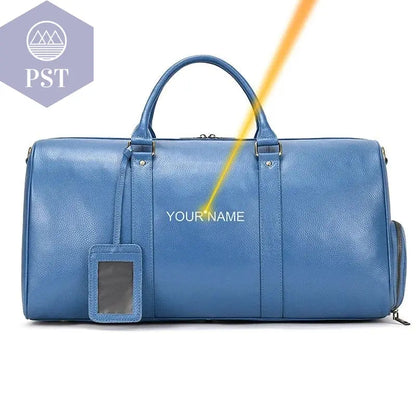 Big Capacity Genuine Leather Travel Bag For Men Women Soft Black Cowhide Casual Travel Duffel Large Luggage Weekend Shoulder Bag - PST PS Tradings  PST PS Tradings