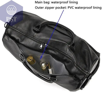 Big Capacity Genuine Leather Travel Bag For Men Women Soft Black Cowhide Casual Travel Duffel Large Luggage Weekend Shoulder Bag - PST PS Tradings  PST PS Tradings