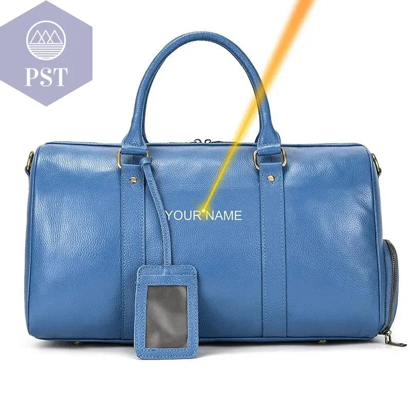 Big Capacity Genuine Leather Travel Bag For Men Women Soft Black Cowhide Casual Travel Duffel Large Luggage Weekend Shoulder Bag - PST PS Tradings  PST PS Tradings