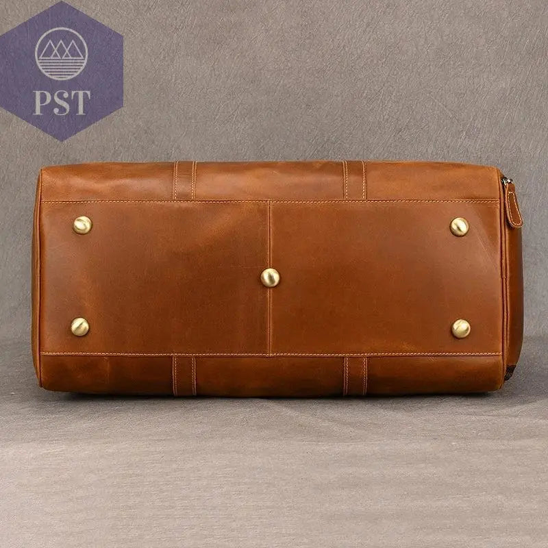 Big Capacity Genuine Leather Travel Bag For Men Women Soft Black Cowhide Casual Travel Duffel Large Luggage Weekend Shoulder Bag - PST PS Tradings  PST PS Tradings