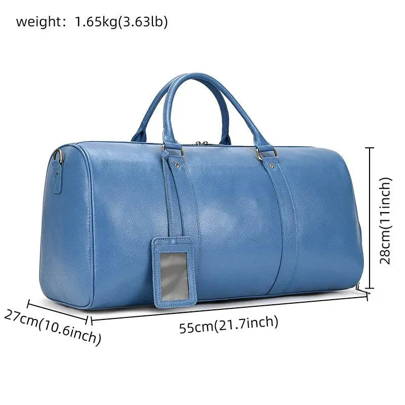 Big Capacity Genuine Leather Travel Bag For Men Women Soft Black Cowhide Casual Travel Duffel Large Luggage Weekend Shoulder Bag - PST PS Tradings  PST PS Tradings