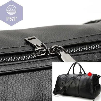 Big Capacity Genuine Leather Travel Bag For Men Women Soft Black Cowhide Casual Travel Duffel Large Luggage Weekend Shoulder Bag - PST PS Tradings  PST PS Tradings