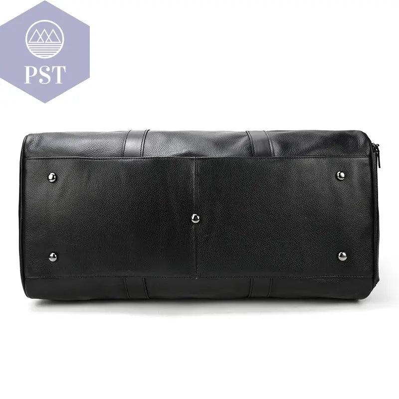 Big Capacity Genuine Leather Travel Bag For Men Women Soft Black Cowhide Casual Travel Duffel Large Luggage Weekend Shoulder Bag - PST PS Tradings  PST PS Tradings
