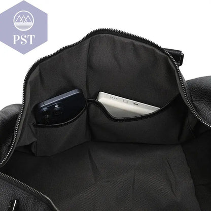 Big Capacity Genuine Leather Travel Bag For Men Women Soft Black Cowhide Casual Travel Duffel Large Luggage Weekend Shoulder Bag - PST PS Tradings  PST PS Tradings