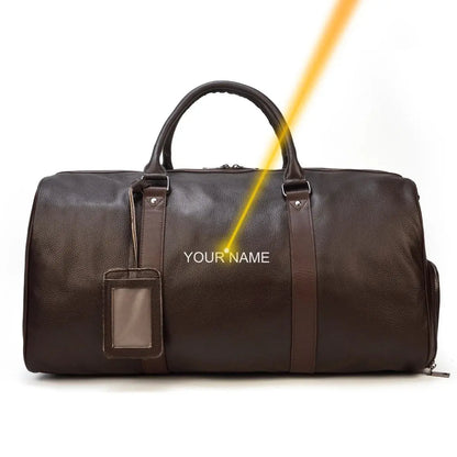 Big Capacity Genuine Leather Travel Bag For Men Women Soft Black Cowhide Casual Travel Duffel Large Luggage Weekend Shoulder Bag - PST PS Tradings  PST PS Tradings