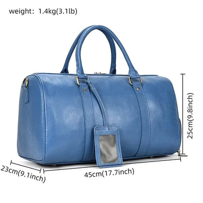 Big Capacity Genuine Leather Travel Bag For Men Women Soft Black Cowhide Casual Travel Duffel Large Luggage Weekend Shoulder Bag - PST PS Tradings  PST PS Tradings