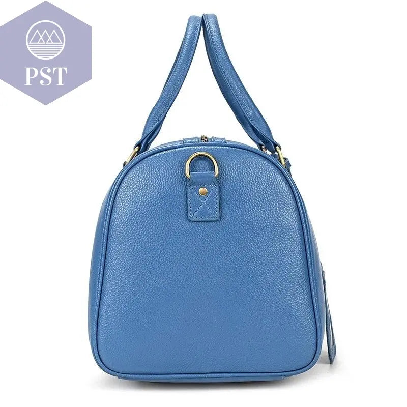 Big Capacity Genuine Leather Travel Bag For Men Women Soft Black Cowhide Casual Travel Duffel Large Luggage Weekend Shoulder Bag - PST PS Tradings  PST PS Tradings
