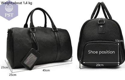 Big Capacity Genuine Leather Travel Bag For Men Women Soft Black Cowhide Casual Travel Duffel Large Luggage Weekend Shoulder Bag - PST PS Tradings  PST PS Tradings
