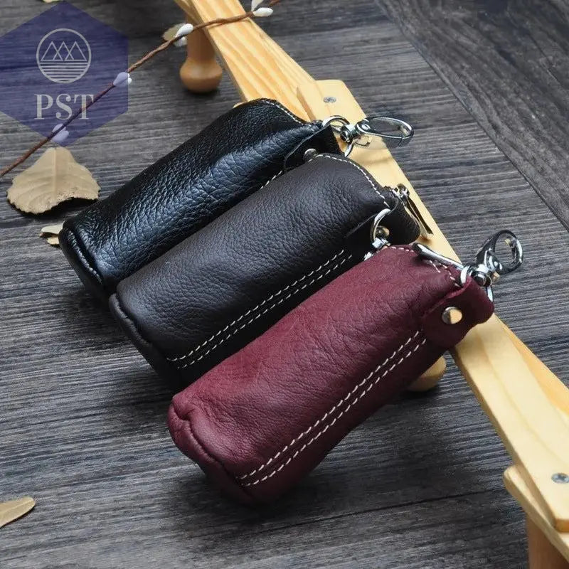 CICICUFF Men Key Bag Genuine Cow Leather Buckets Key Cases Pouch Zipper Keychain Auto Car Key Case Bag Women Home Key Holder - PST PS Tradings