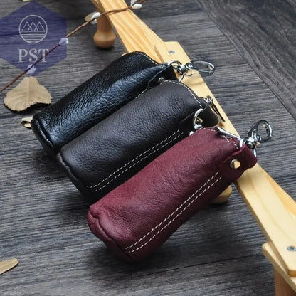 CICICUFF Men Key Bag Genuine Cow Leather Buckets Key Cases Pouch Zipper Keychain Auto Car Key Case Bag Women Home Key Holder - PST PS Tradings