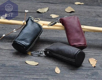 CICICUFF Men Key Bag Genuine Cow Leather Buckets Key Cases Pouch Zipper Keychain Auto Car Key Case Bag Women Home Key Holder - PST PS Tradings