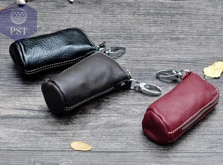 CICICUFF Men Key Bag Genuine Cow Leather Buckets Key Cases Pouch Zipper Keychain Auto Car Key Case Bag Women Home Key Holder - PST PS Tradings