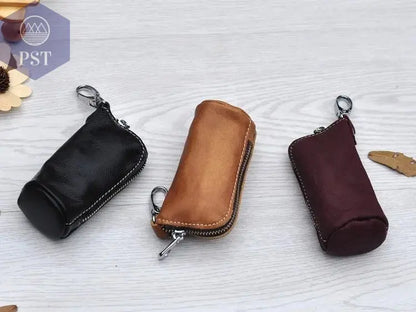 CICICUFF Men Key Bag Genuine Cow Leather Buckets Key Cases Pouch Zipper Keychain Auto Car Key Case Bag Women Home Key Holder - PST PS Tradings