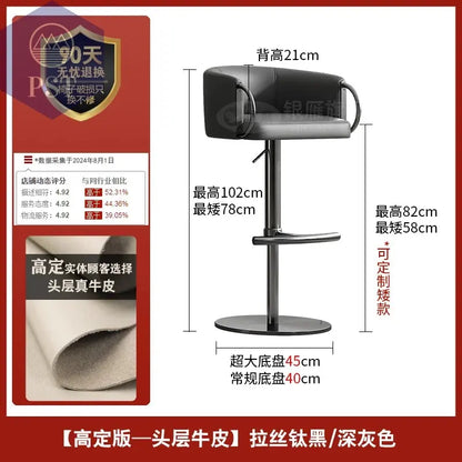 Coffee Shop Steel Bar Chair Luxury Gold Round Leather Modern Nordic Stools Kitchen Swivel Design Sgabello Cucina Alto Furniture       PST PS Tradings