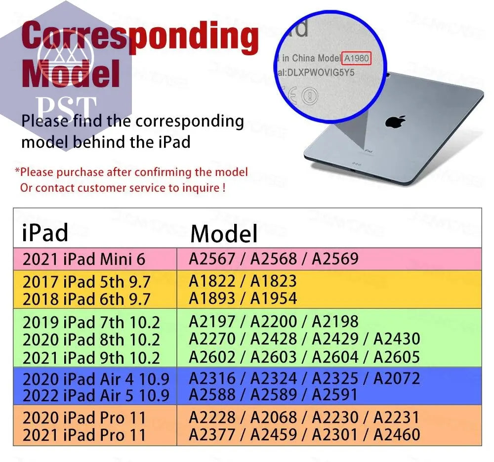 For iPad Air 5/4 10.9 Case 2021 Pro 11 Mini 6 8.3in 2019 10.2 7/8/9th Generation Case 2018 9.7 5/6th 2022 10th Cover - PST PS Tradings
