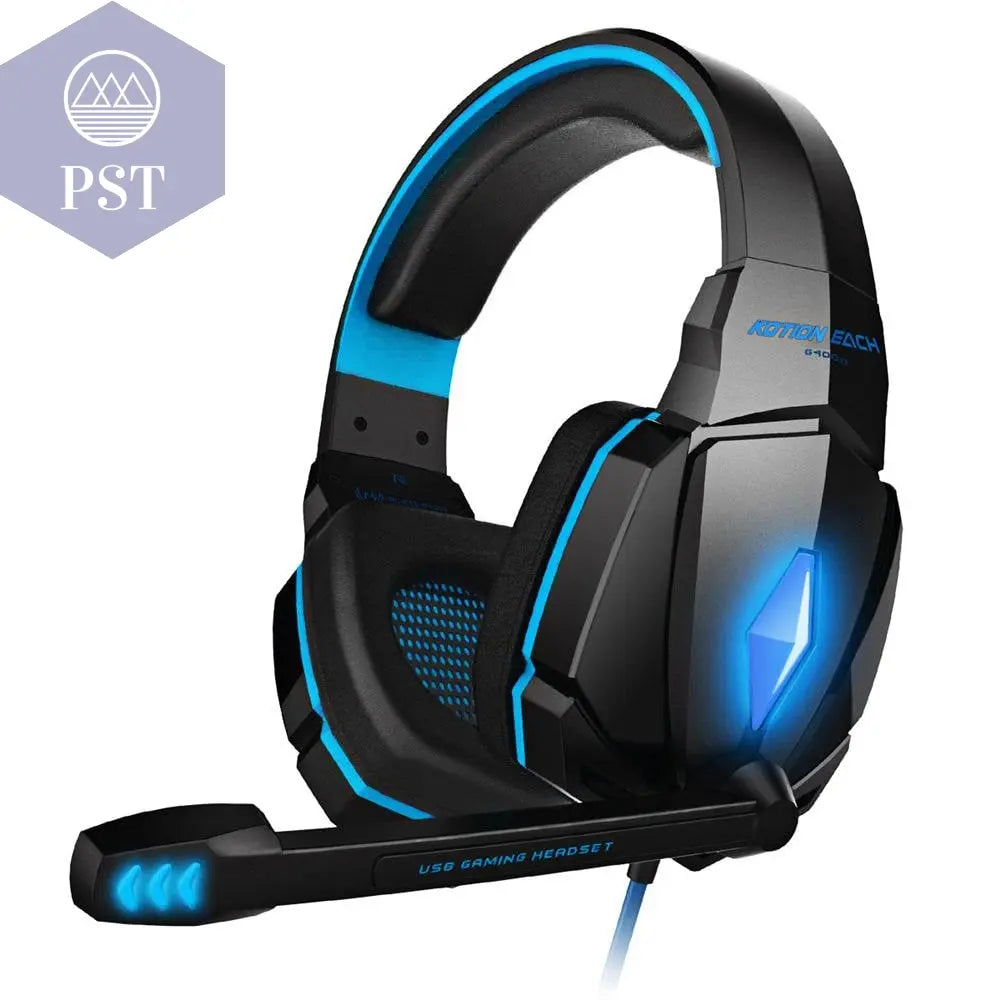 Futuristic Style LED Gaming Headphones Light Best Headphone Gaming      Blue-Black PST PS Tradings
