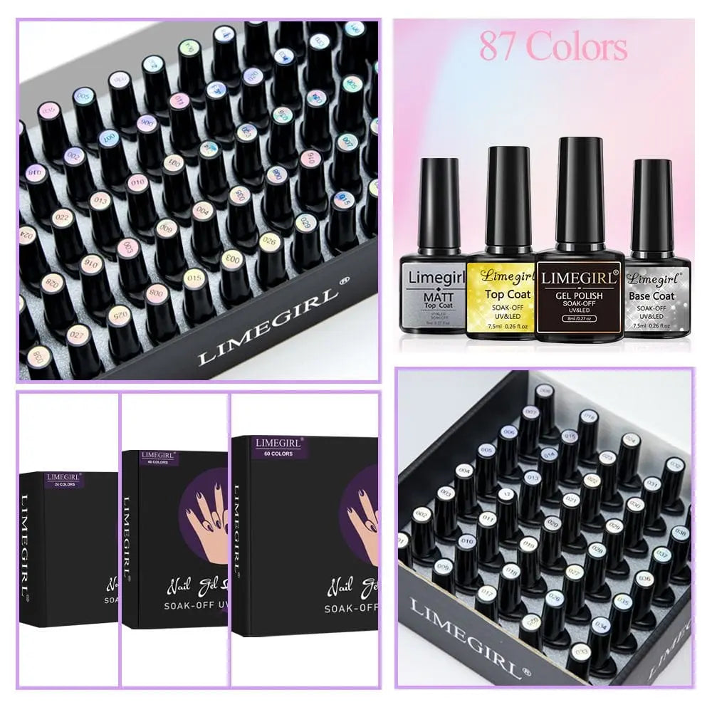 Limegirl Gel Nail Polish Set 60/40/24Colors Semi Permanent UV Led Gel Varnish Soak Off Nail Lacquers Base Top Coat  Limegirl Gel Nail Polish set     PST PS Tradings