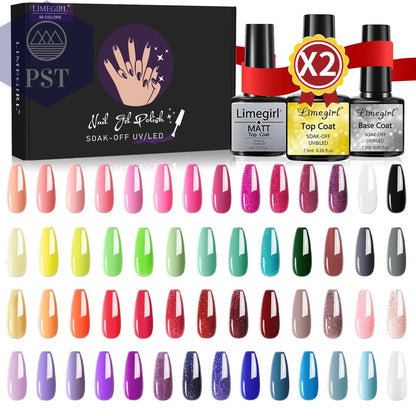 Limegirl Gel Nail Polish Set 60/40/24Colors Semi Permanent UV Led Gel Varnish Soak Off Nail Lacquers Base Top Coat  Limegirl Gel Nail Polish set     PST PS Tradings