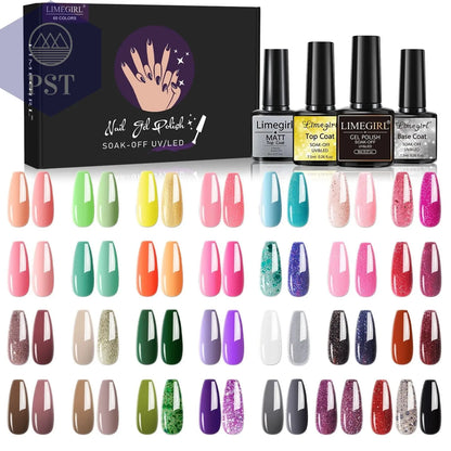 Limegirl Gel Nail Polish Set 60/40/24Colors Semi Permanent UV Led Gel Varnish Soak Off Nail Lacquers Base Top Coat  Limegirl Gel Nail Polish set     PST PS Tradings