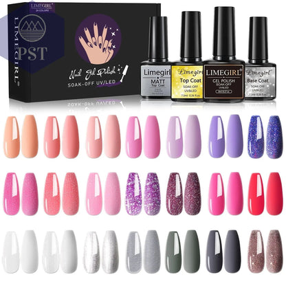 Limegirl Gel Nail Polish Set 60/40/24Colors Semi Permanent UV Led Gel Varnish Soak Off Nail Lacquers Base Top Coat  Limegirl Gel Nail Polish set     PST PS Tradings