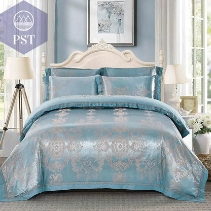 Luxuriöses Satin Jacquard Bettwäsche Set 4-6tlg. PST PS Tradings  PST PS Tradings Queen-6Pcs-Color-7-Fitted-sheet-style PST PS Tradings Luxuriöses Satin Jacquard Bettwäsche Set 4-6tlg.