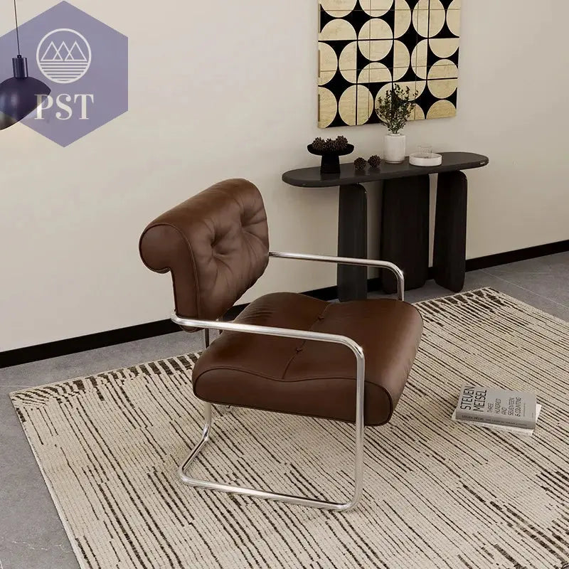 Minimalistischer moderner Wohnzimmer Stuhl aus Edelstahl PST PS Tradings Stuhl PST PS Tradings Brown PST PS Tradings